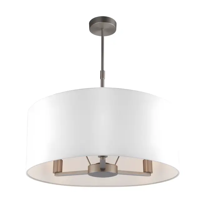 Lampa wisząca Daley - Endon Lighting - biała tkanina, srebrna