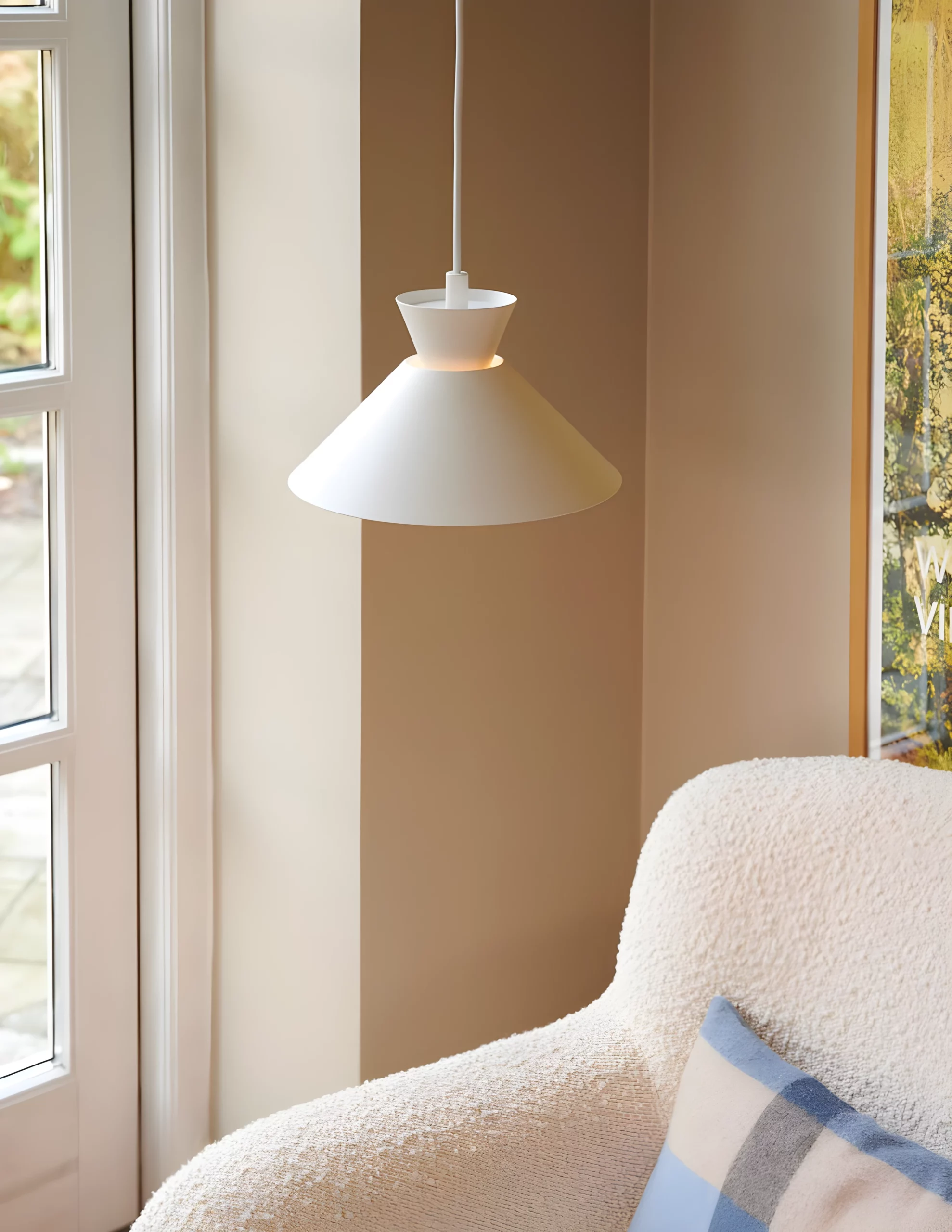 Lampa wisząca Dial 25 - biały stożek nad wyspę w kuchni, nad stół