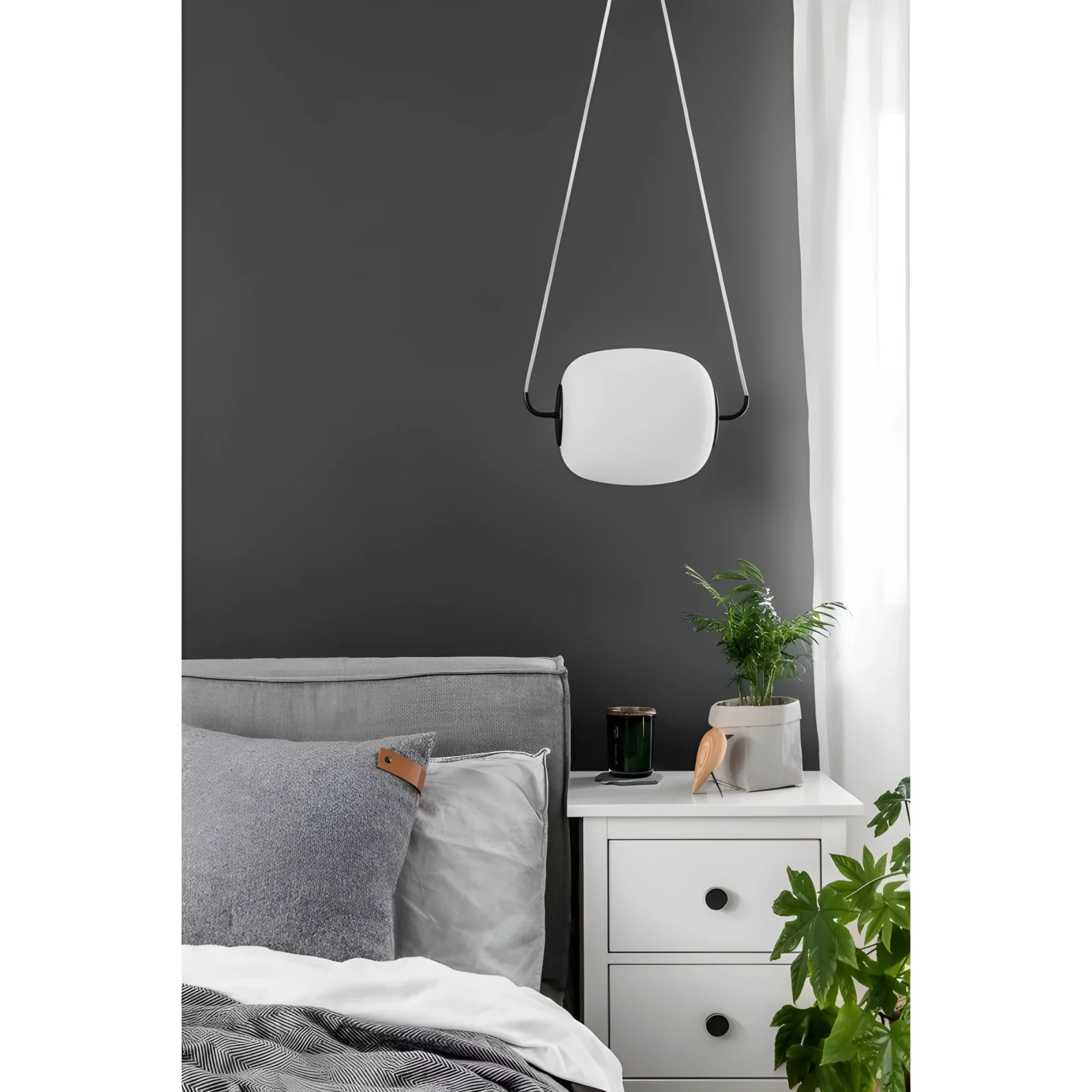 Lampa wisząca Epli nad szafkę nocną w sypialni