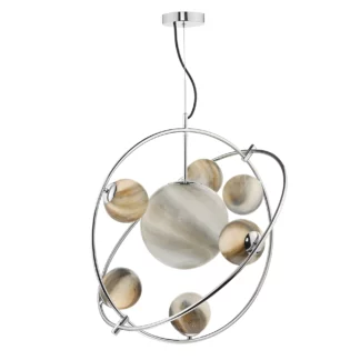 Unikatowa wisząca lampa Mikara z eleganckimi szklanymi kloszami