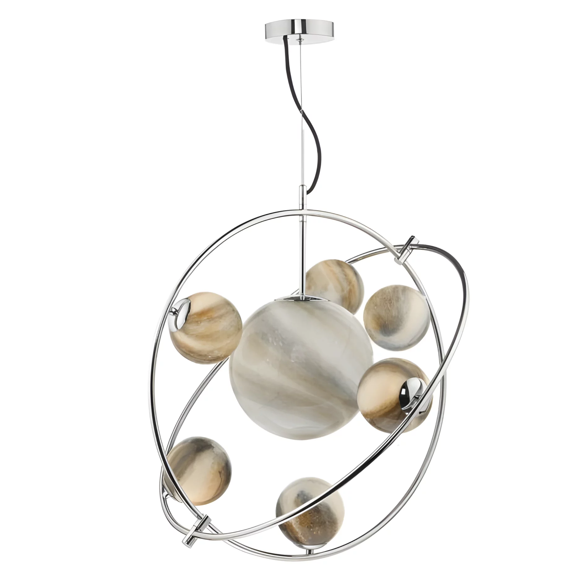 Unikatowa wisząca lampa Mikara z eleganckimi szklanymi kloszami