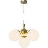 Lampa do salonu Ivona 4 ze złotym stelażem - mleczne kule