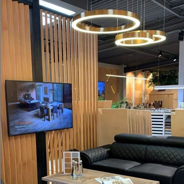 Lampa wisząca LED Circle 3-ring szczotkowany mosiądz 100/80/60 cm