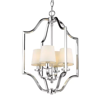 Lampa wisząca New York - srebrna, białe abażury