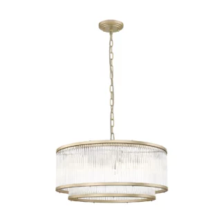 Lampa wisząca Sergio - podwójny klosz, złota