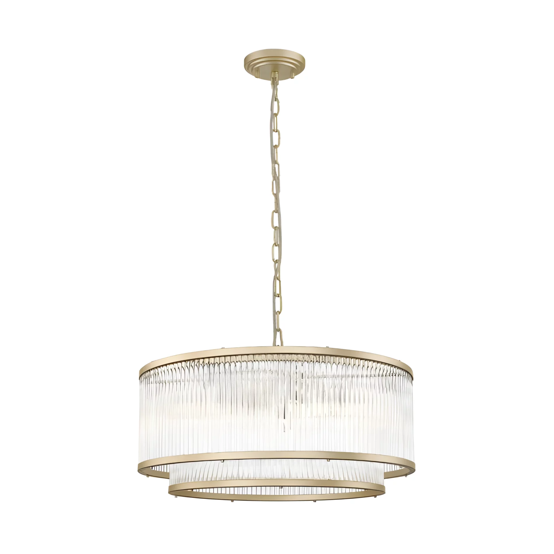 Lampa wisząca Sergio - podwójny klosz, złota