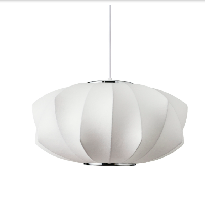 Lampa wisząca Silk 45 Ecru – owalna, tkaninowa forma Japandi