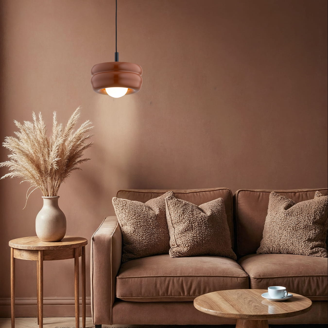 Lampa wisząca Tevo z brązowym kloszem w kolorze terracotta, G9 LED 4.5W