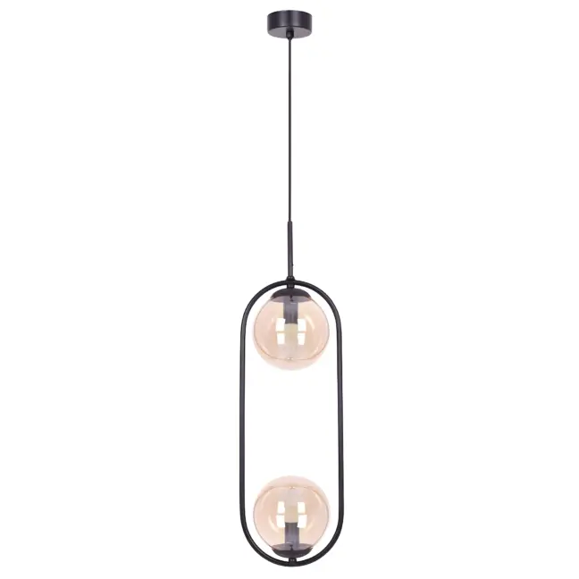 Lampa wisząca Venta K-5121 - bursztynowe klosze na owalnym stelażu - do salonu i jadalni