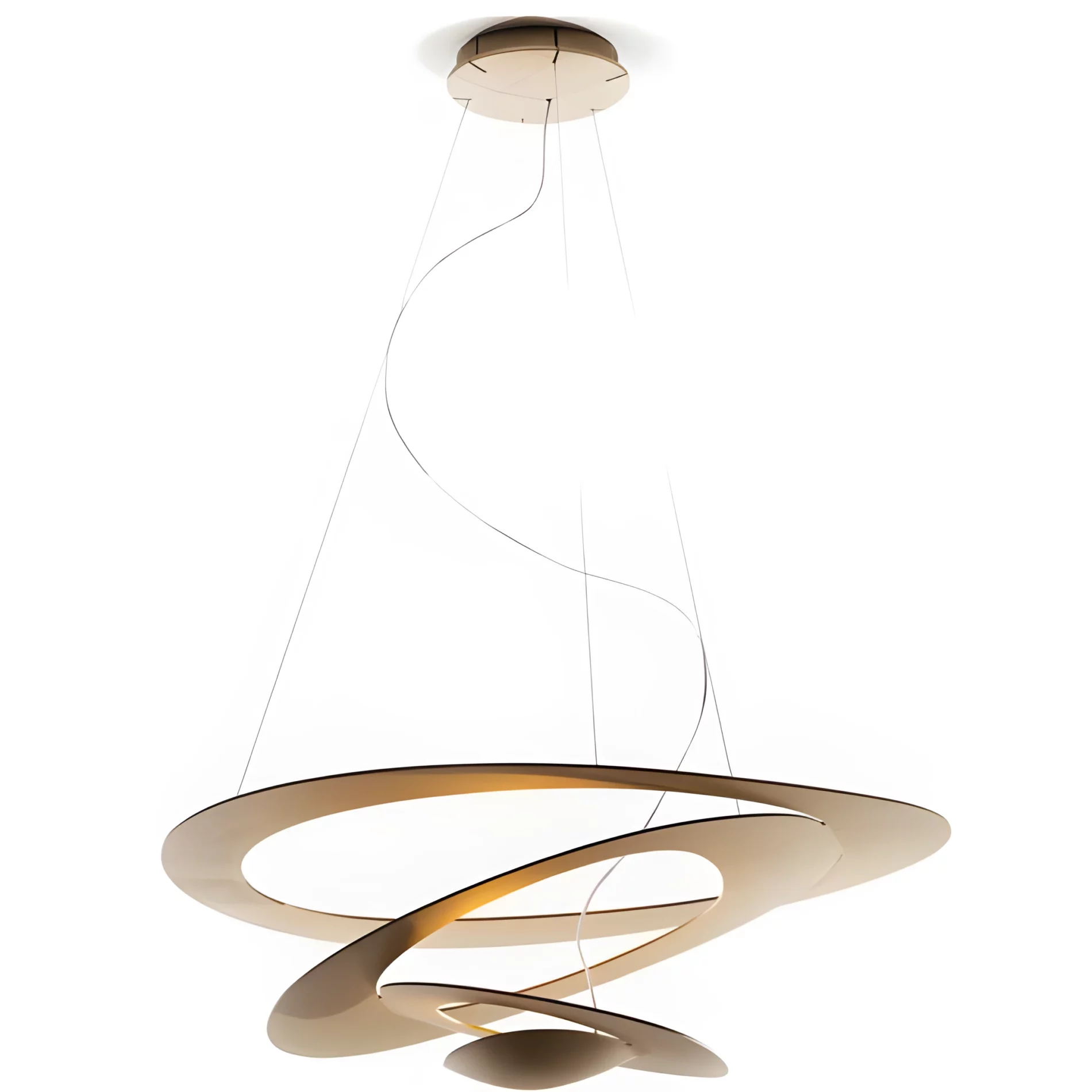 Nowoczesna wisząca lampa LED Pirce Mini w złotym kolorze