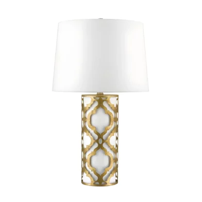 Lampa stołowa Arabella - kolor beżowy, biały, złoty - GN/ARABELLA/TL/G