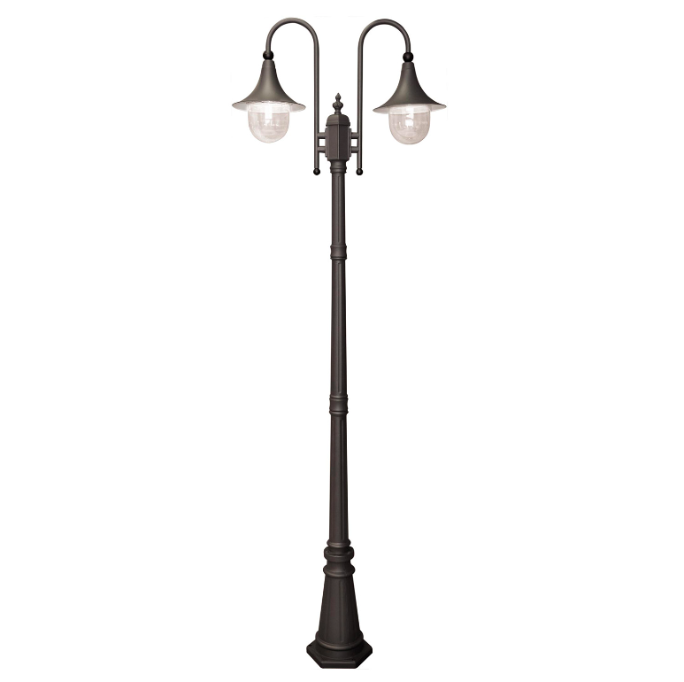 Latarnia ogrodowa Boston z dwoma kloszami E27, czarna 237 cm IP44