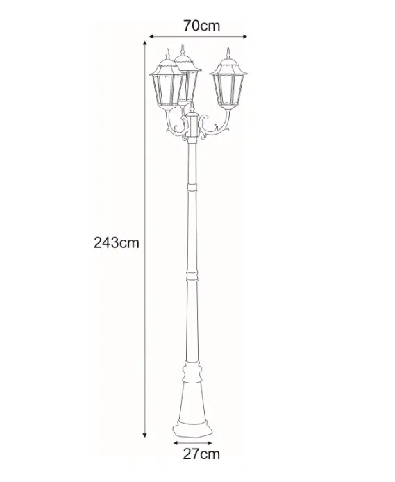 Latarnia ogrodowa Lozana z trzema punktami E27 – 243 cm IP44