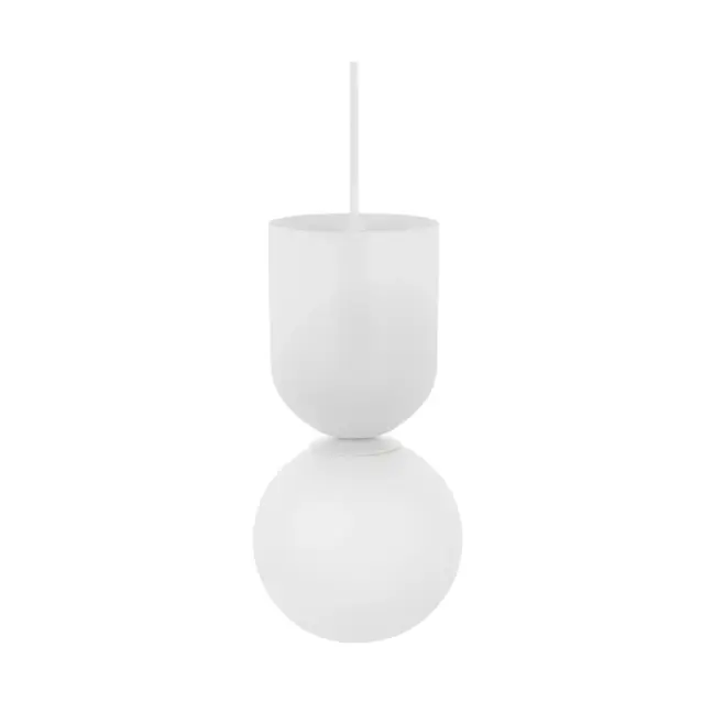 Nowoczesna wisząca lampa Luoti z białym szklanym kloszem