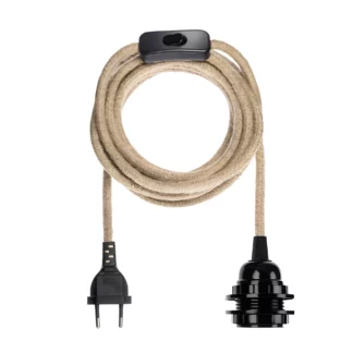 Naturalny przewód z czarną wtyczką i włącznikiem - Bazar Bizar