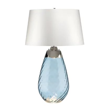 Duża lampa stołowa Lena z niebieską podstawą i funkcją Dual-Lit