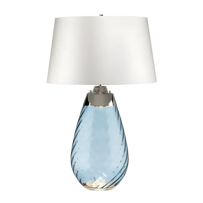 Duża lampa stołowa Lena z niebieską podstawą i funkcją Dual-Lit