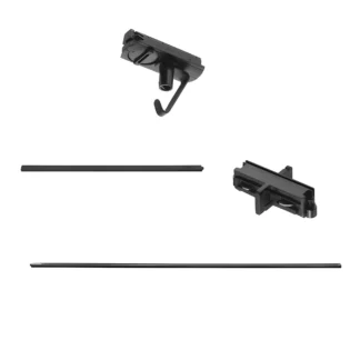 Kompletny zestaw szynowy Link w kolorze czarnym o długości 1.8+1 m z zasilaniem środkowym oraz adapterem do lampy wiszącej