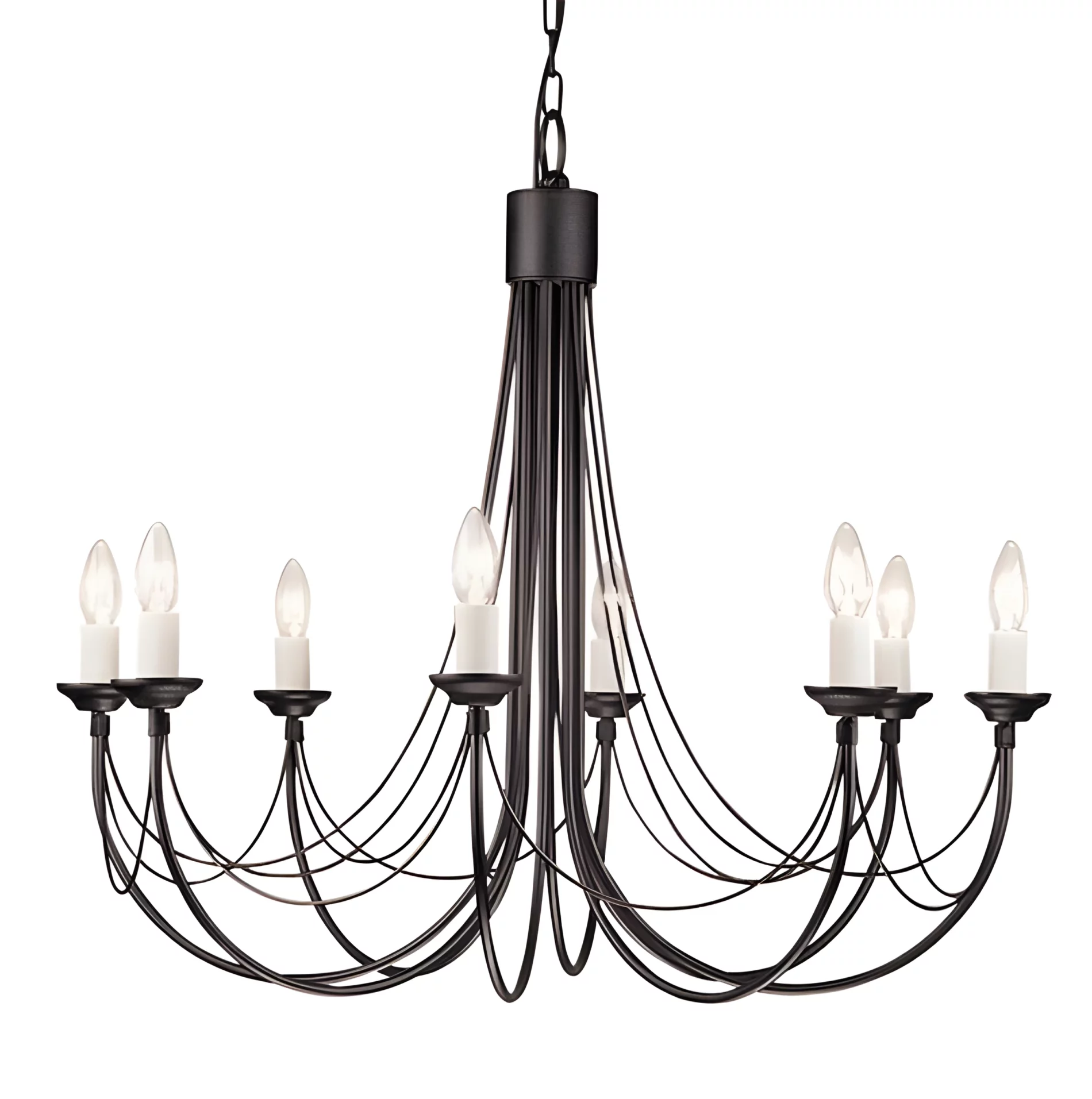 Klasyczny czarny żyrandol Essen na osiem żarówek