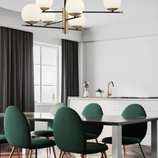 Nowoczesny złoty żyrandol Nostalgia z szklanymi kloszami