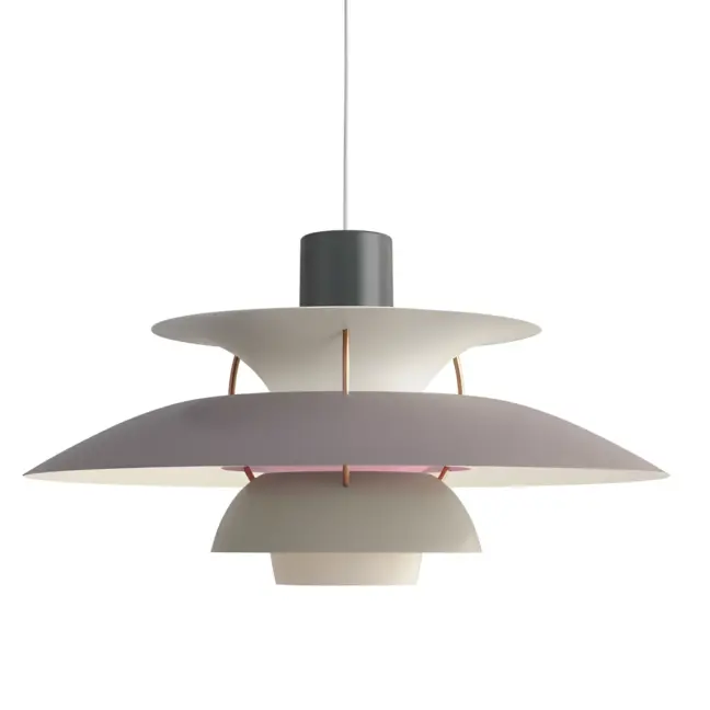 Szara lampa wisząca PH 5 marki Louis Poulsen