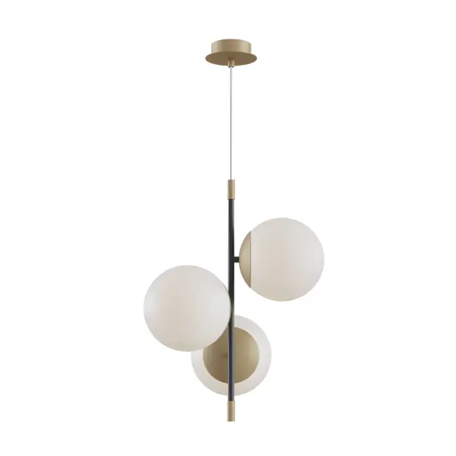 Elegancka pionowa lampa Nostalgia ze szklanymi kloszami i złotymi akcentami