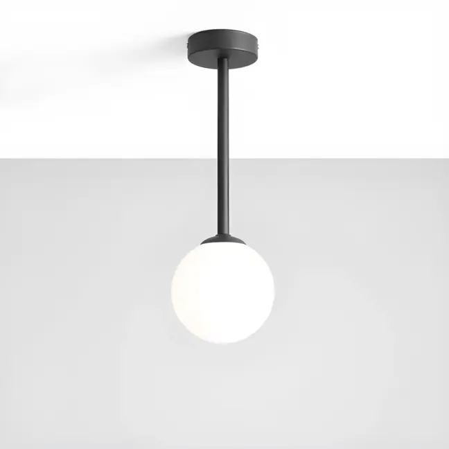 Nowoczesna czarna lampa sufitowa Pinne S z szklanym kloszem