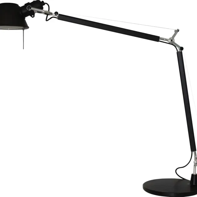 Czarna lampa biurkowa Tolomeo z regulowanym kloszem