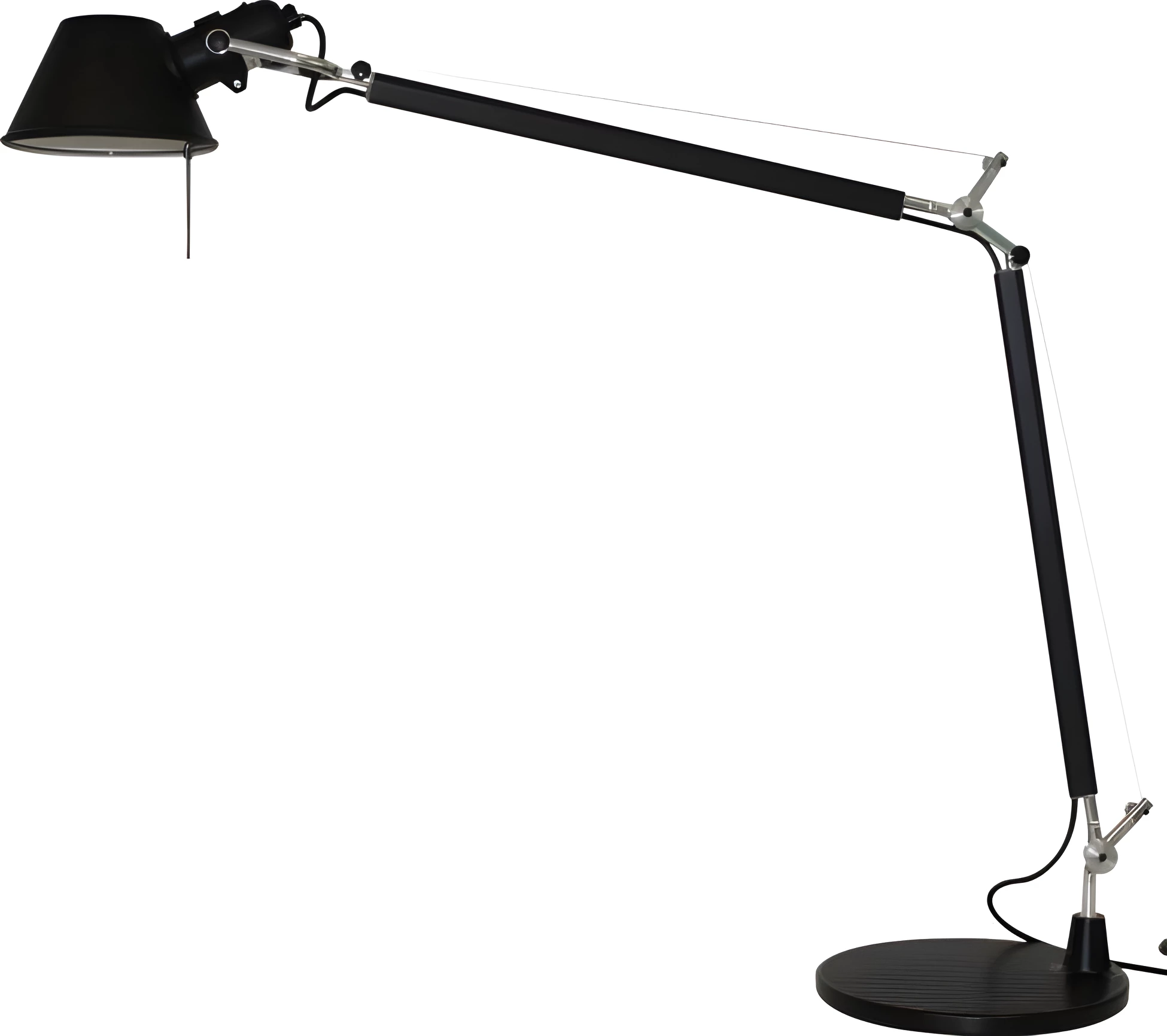 Czarna lampa biurkowa Tolomeo z regulowanym kloszem