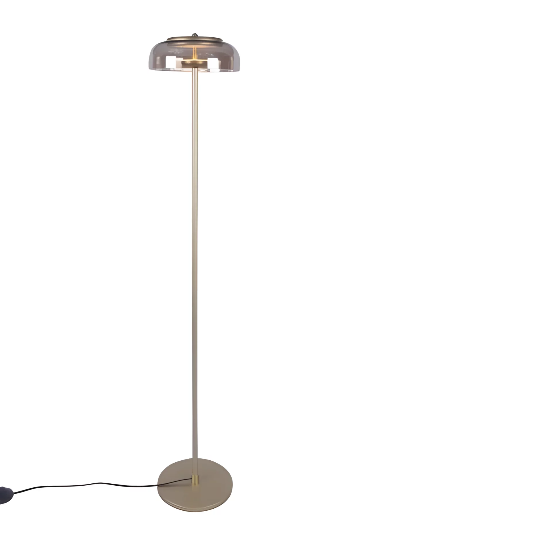 Złota podłogowa lampa Disco z kloszem ze szkła