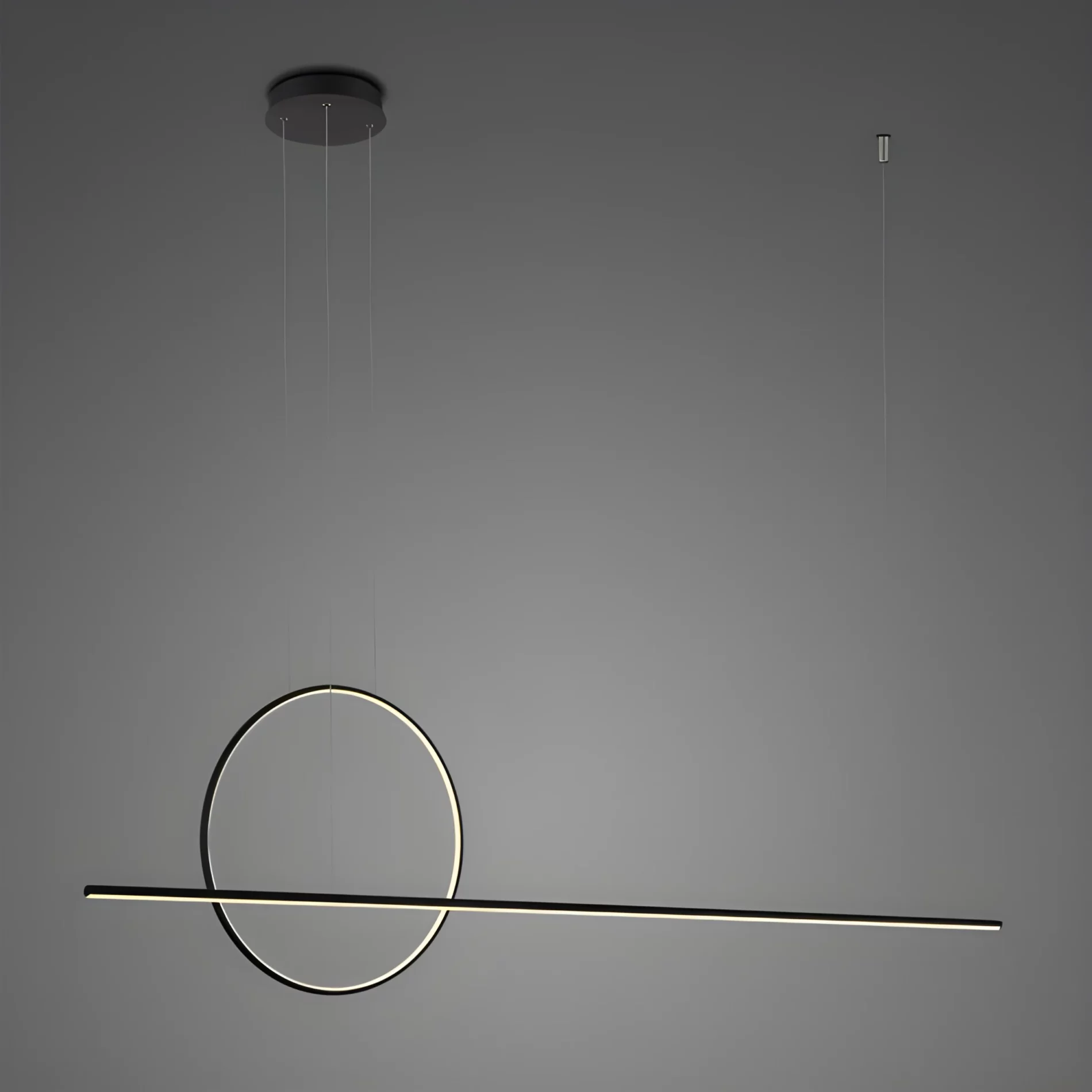 Wisząca lampa Linea No.2 w kolorze czarnym, średnica 40 cm, barwa światła 4000K