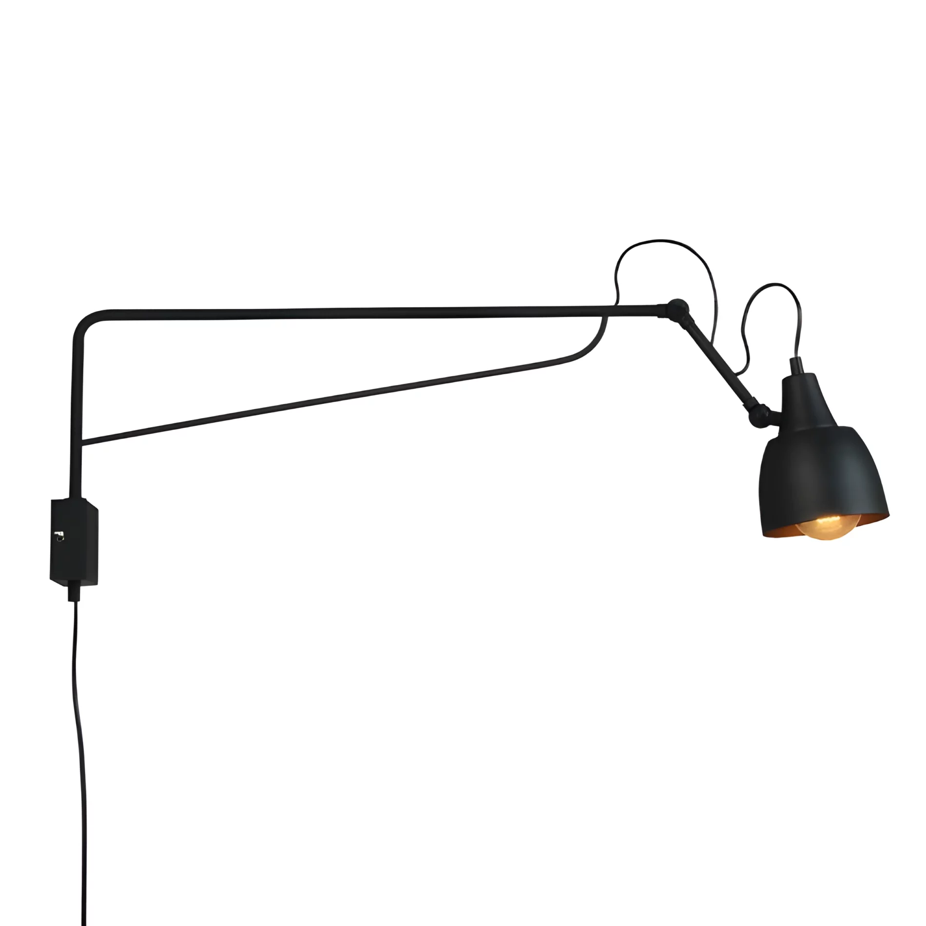 Czarna ścienna lampa Soho z możliwością regulacji w różnych kierunkach.