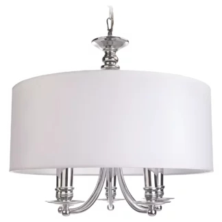 Srebrna lampa wisząca Abu Dhabi - mała, biały abażur