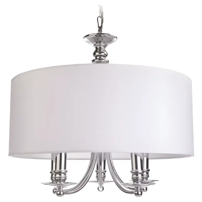 Srebrna lampa wisząca Abu Dhabi - mała, biały abażur