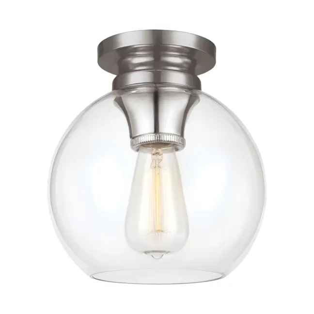 Klasyczna srebrna lampa sufitowa Tabby z szklanym kloszem