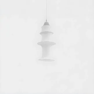 Wisząca lampa Falkland w białym kolorze, wykonana z tkaniny, wysokość 85 cm