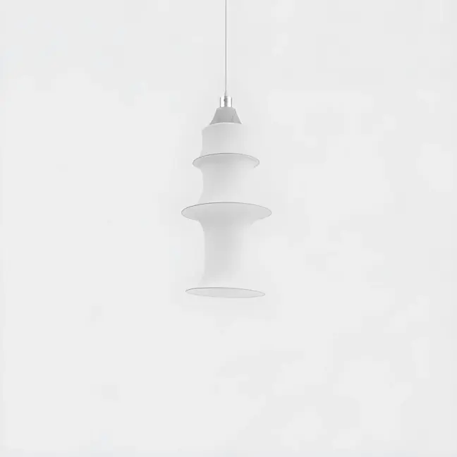 Wisząca lampa Falkland w białym kolorze, wykonana z tkaniny, wysokość 85 cm