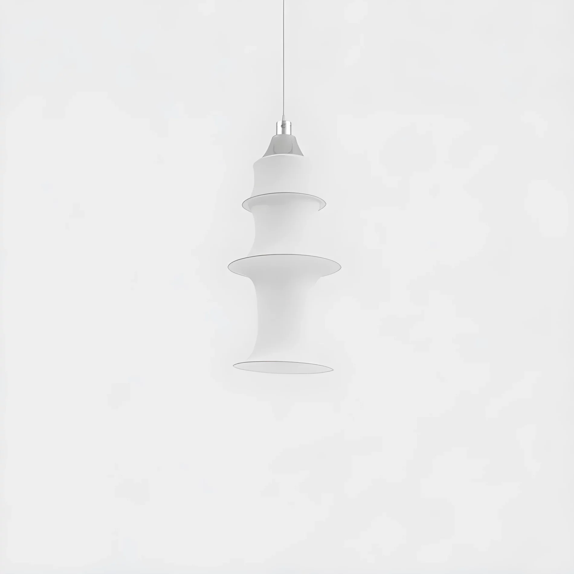 Wisząca lampa Falkland w białym kolorze, wykonana z tkaniny, wysokość 85 cm