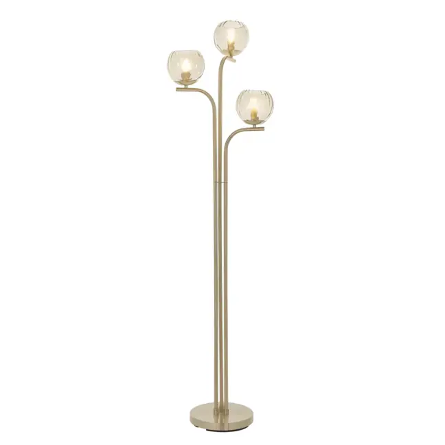 Złota podłogowa lampa Dimple z kloszami ze szkła