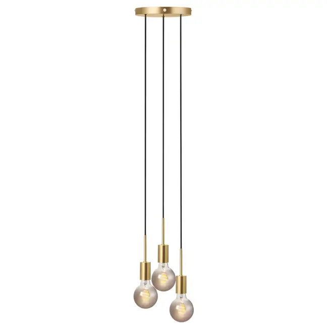 Złota lampa wisząca Paco - 3 oprawki, okrągła podsufitka, do salonu, do sypialni