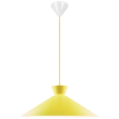 Żółta lampa wisząca Dial 45 - szeroki stożek, do kuchni, do jadalni
