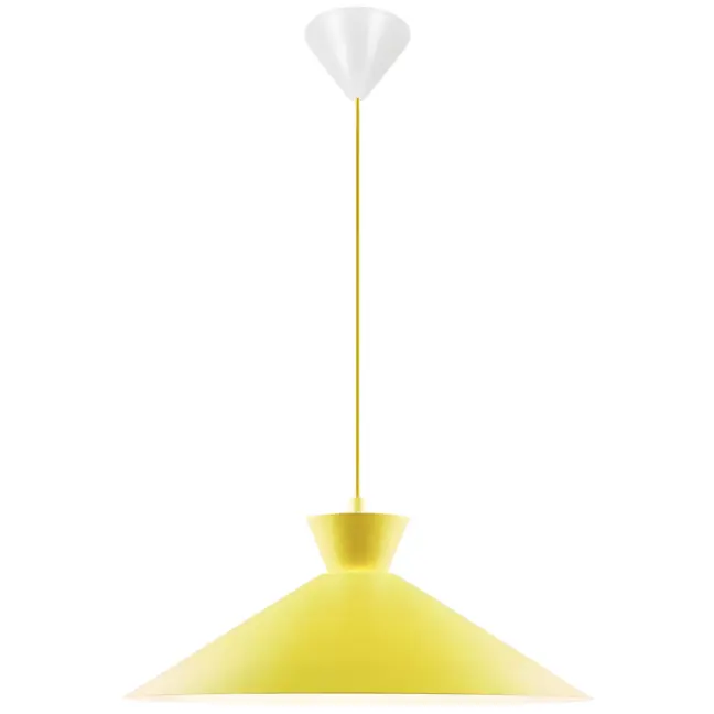 Żółta lampa wisząca Dial 45 - szeroki stożek, do kuchni, do jadalni