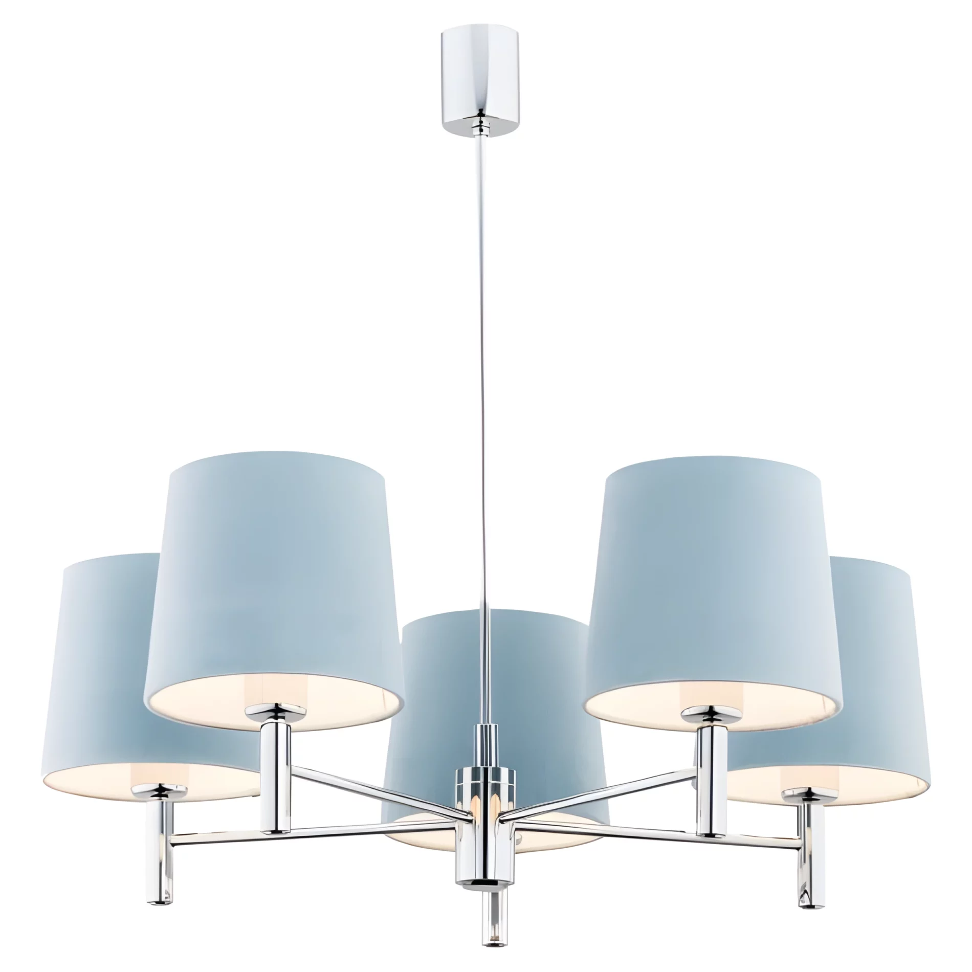 Żyrandol Bolanzo nad szklany stół w salonie - z abażurem