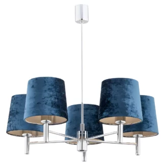 Żyrandol do salonu Bolzano - niebieskie abażury