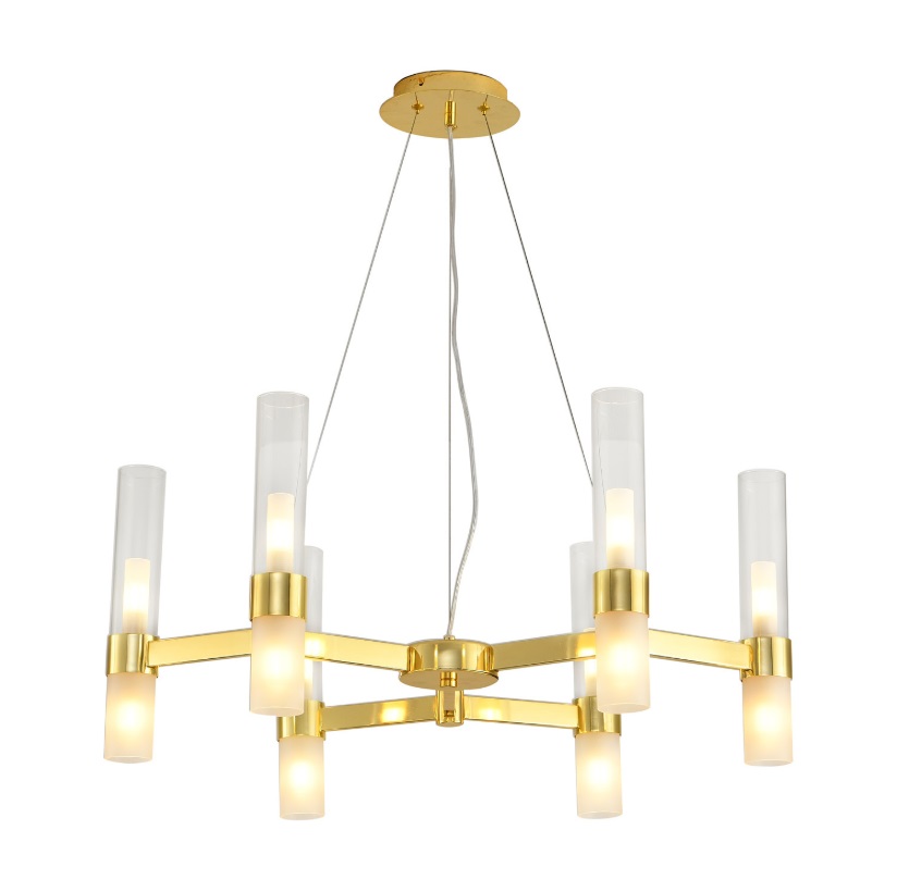 Żyrandol Candela złoty 12xG9 ze szklanymi kloszami