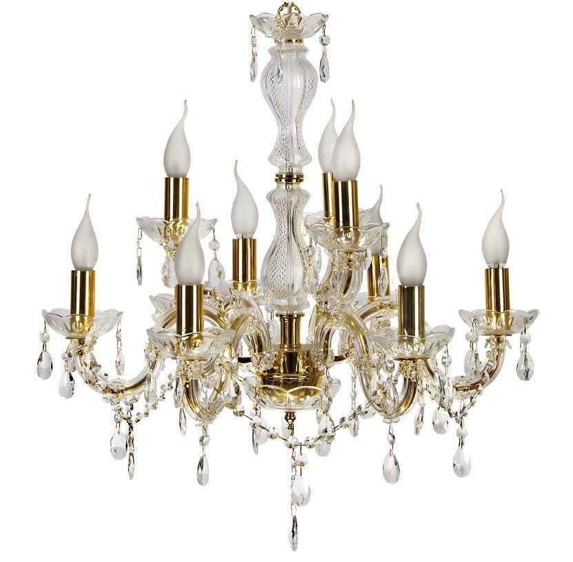 Żyrandol kryształowy Maria Teresa 9 ramion – złoty, styl klasyczny