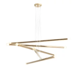 Żyrandol do salonu - złoty Tubo LED