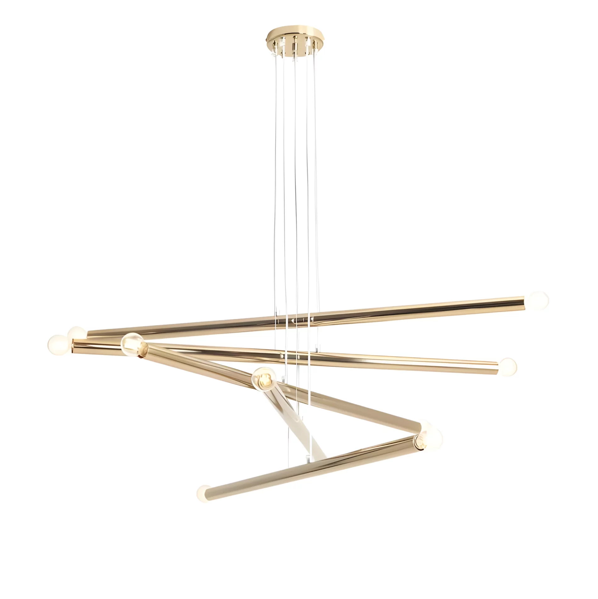 Żyrandol do salonu - złoty Tubo LED