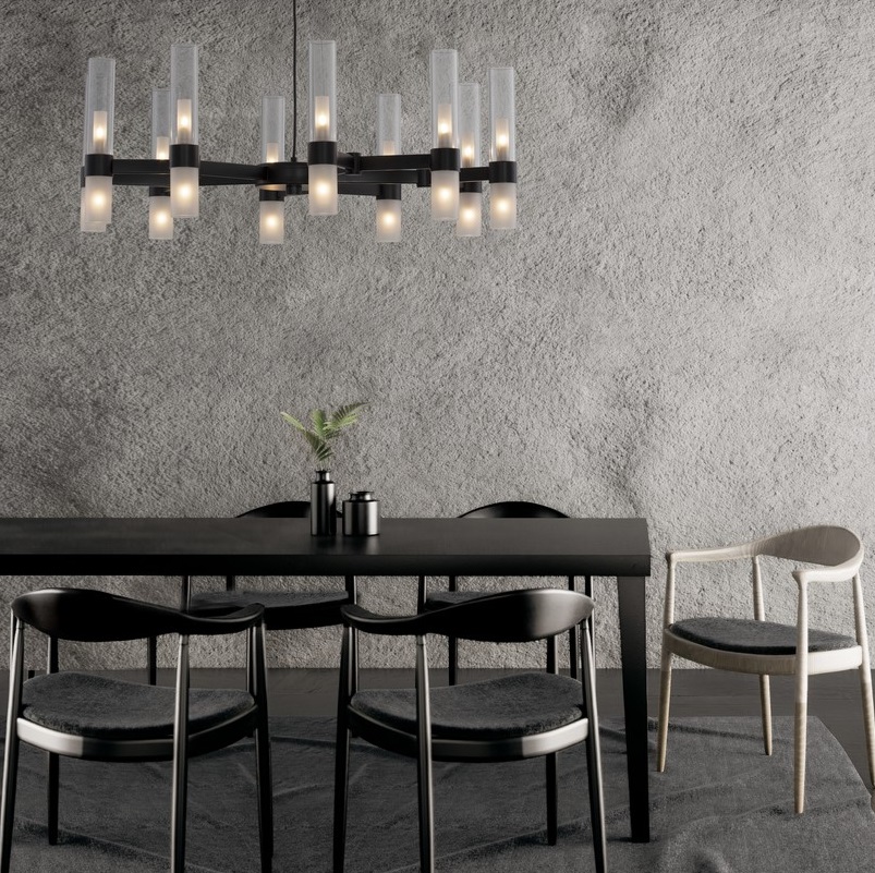 Żyrandol wiszący Candela 20 G9 czarny ze szklanymi kloszami