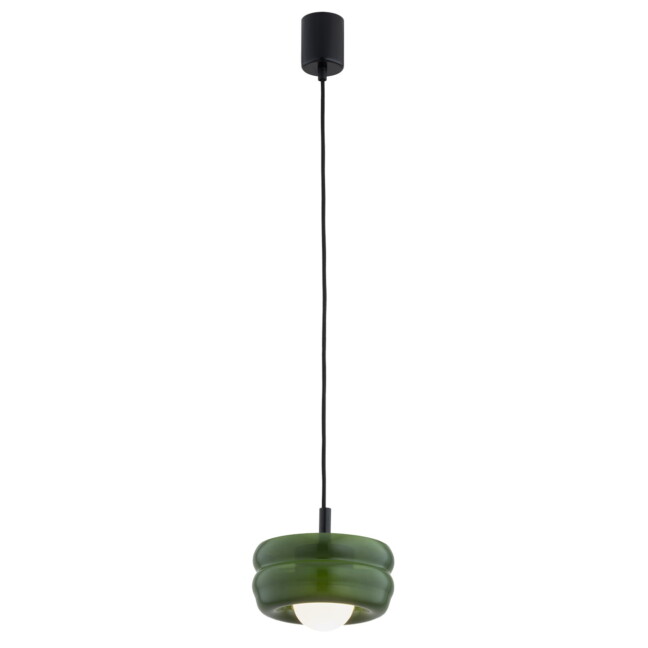 Szklana lampa wisząca Tevo z zielonym kloszem G9